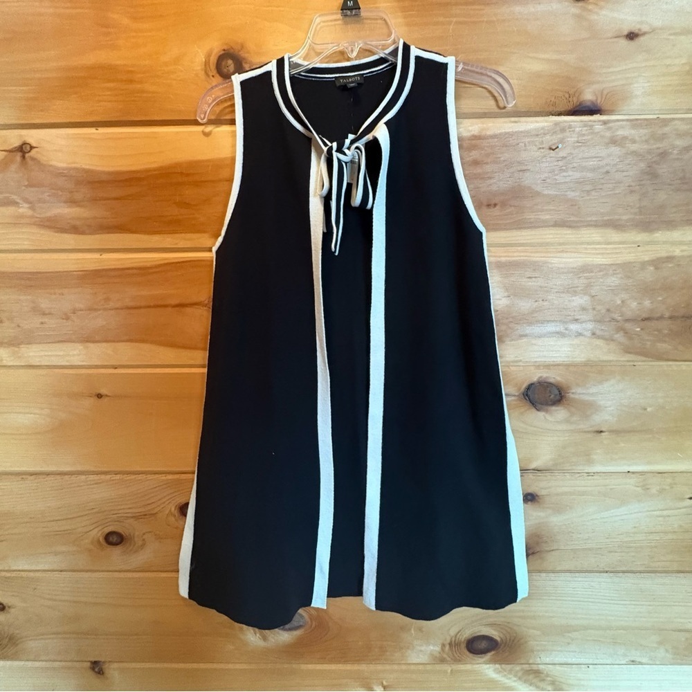 Talbots Black and White Relaxed Tie Front GEM NWT